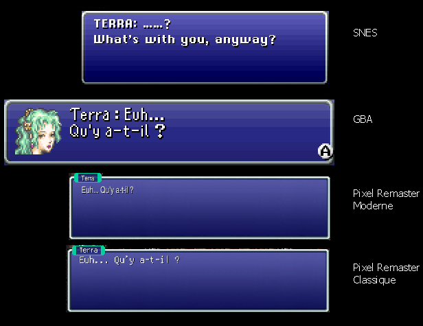 FF6 - Comparaison des fenêtres de dialogue