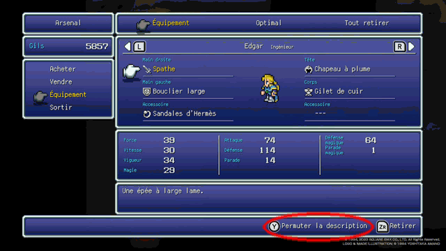 FF6 PR - Menu d'équipement