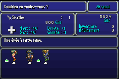 FF6 GBA - Menu achat arme